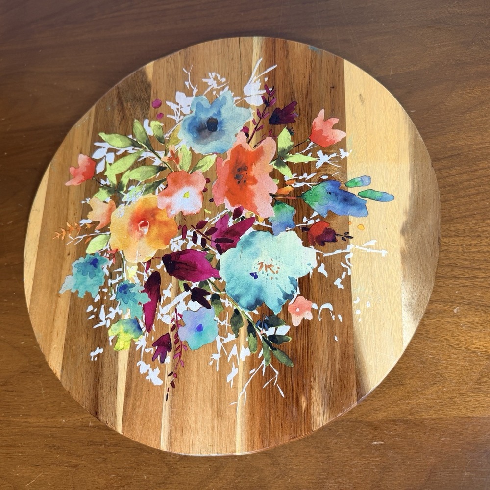 The Pioneer Woman Willow Wood Turntable Revolving Food Server Lazy Susan 12"
